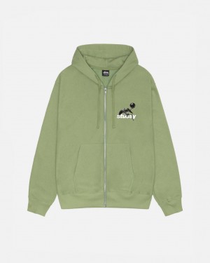 Stussy Apocalypse Zip Hoodie - Unisex Hoodies Verdes | QPTWA41508