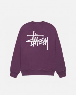 Stussy Basic Stussy Crew Pigment Dyed - Unisex Hoodies Roxo | PTNZX84308