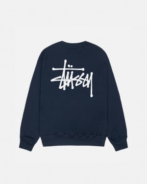 Stussy Basic Stussy Crew - Unisex Hoodies Azul Marinho | PTDFL80857