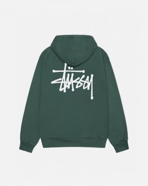 Stussy Basic Stussy Hoodie Pigment Dyed - Unisex Hoodies Verdes | XPTBH71447