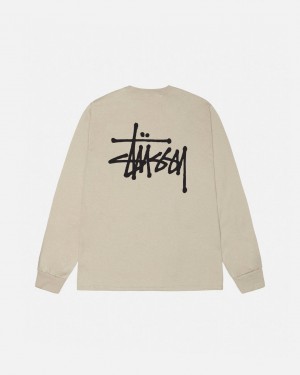 Stussy Basic Stussy Ls Tee - Mens Long Sleeve T-Shirt Caqui | PTEGJ93418