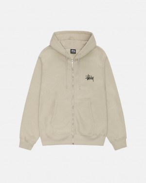 Stussy Basic Stussy Zip Hoodie - Unisex Hoodies Caqui | YPTVQ36557