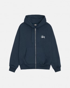 Stussy Basic Stussy Zip Hoodie - Unisex Hoodies Azul Marinho | PTJKU55167