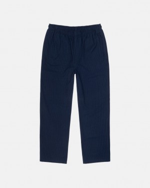 Stussy Beach Pant Lã Stripe - Unisex Pants Azul Marinho | PTEGJ41424