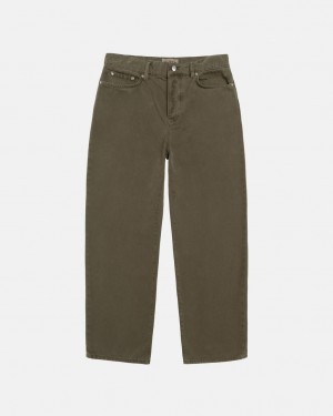 Stussy Big Ol& Jean Washed Lona - Unisex Pants Verde Oliva | FPTHY38666