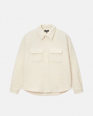 Stussy Boucle Lã Cpo Shirt - Unisex Tops Bege | PTIIZ95903