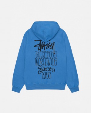 Stussy Built Tough Hoodie Pigment Dyed - Unisex Hoodies Azuis | PTJZR40325