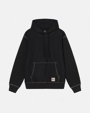 Stussy Contrast Stitch Label Hoodie - Unisex Hoodies Pretas | PTICD29143