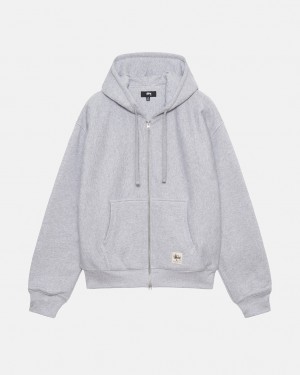 Stussy Double Face Label Zip Hoodie - Unisex Hoodies Cinzentas | FPTUI62941