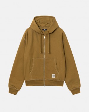 Stussy Double Face Label Zip Hoodie - Unisex Hoodies Verde Oliva | BPTSO29878