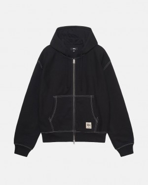 Stussy Double Face Label Zip Hoodie - Unisex Hoodies Pretas | BPTSD86125