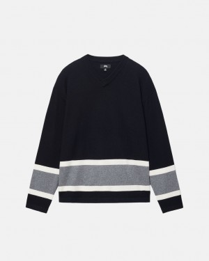 Stussy Hockey Moletom - Unisex Sweaters Knits Pretas | FPTHY25012