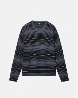 Stussy Horizontal Stripe Moletom - Unisex Sweaters Knits Cinzentas | YPTVQ40913