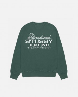 Stussy IST Crew Pigment Dyed - Unisex Hoodies Verdes | PTNEJ22227