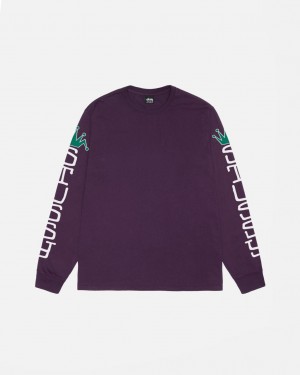 Stussy Jumbo LS Tee Pigment Dyed - Unisex Longsleeve Roxo | BPTSO72871