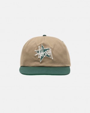 Stussy Medio-Depth Basic Star Strapback - Unisex Caqui | XPTGW11902