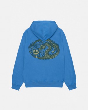 Stussy Mosaic Dragon Hoodie Pigment Dyed - Unisex Hoodies Azuis | PPTER82590