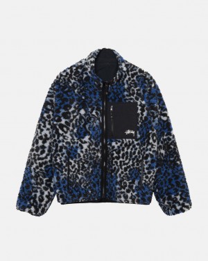 Stussy Sherpa Reversible Jacket - Unisex Jackets Azuis Leopardo | APTWC11734