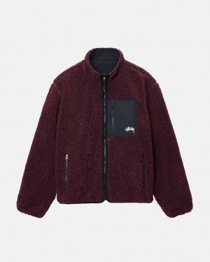 Stussy Sherpa Reversible Jacket - Unisex Jackets Bordeaux | YPTVQ89999