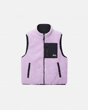 Stussy Sherpa Reversible Vest - Unisex Jackets Lavanda | APTWC68564