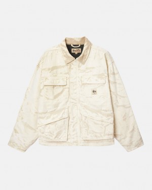 Stussy Shop Jacket Distressed Lona - Unisex Jackets Caqui | DPTKV46757