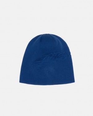 Stussy Skullcap Embossed Smooth Stock - Unisex Azul Marinho | PTJZR93870