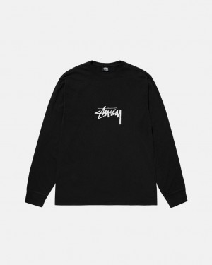 Stussy Small Stock LS Tee Pigment Dyed - Unisex Longsleeve Pretas | YPTVQ44053