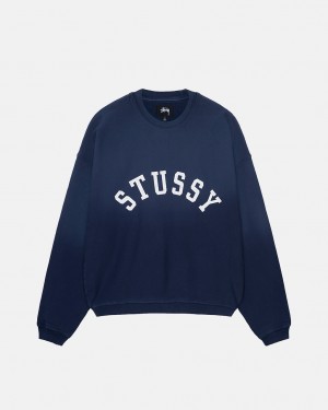 Stussy Sun Faded Oversized Crew - Unisex Hoodies Azul Marinho | EPTHC84396