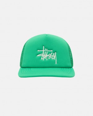 Stussy Trucker Big Basic Snapback - Unisex Verdes | PTJZR71573