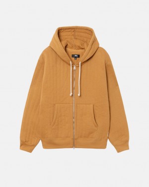 Stussy Vertical Acolchoado Zip Hoodie - Unisex Hoodies Marrom | PTCVG12956