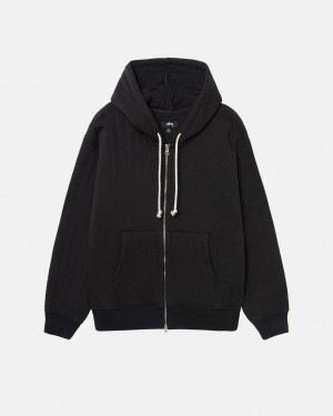 Stussy Vertical Acolchoado Zip Hoodie - Unisex Hoodies Pretas | MPTHR85818