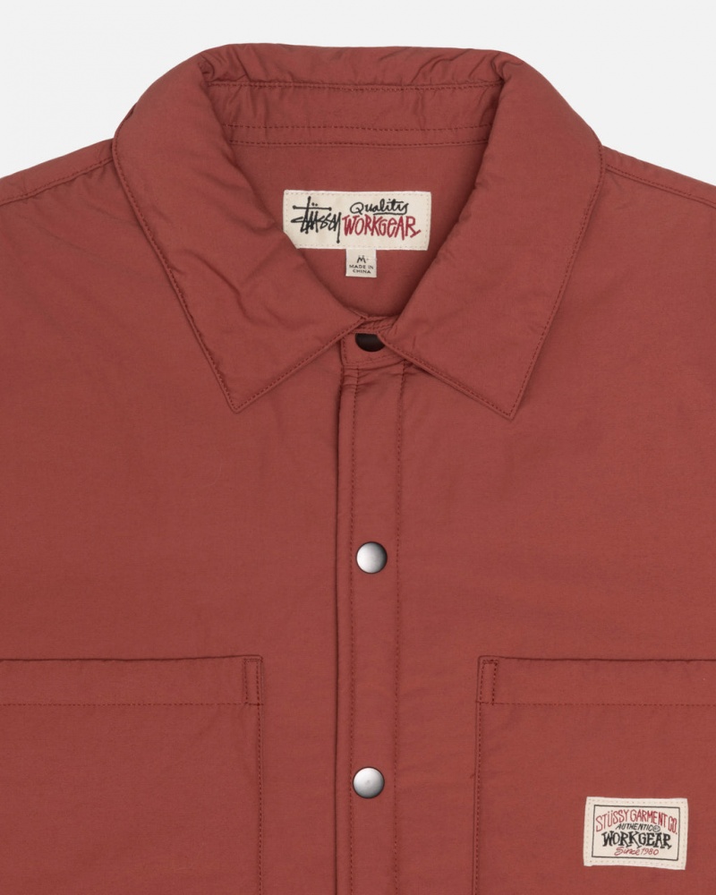 Stussy Acolchoado Tech Over Shirt - Unisex Tops Shirts Vermelhas Escuro | GPTEC20365