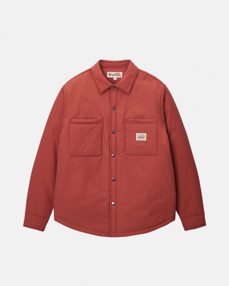 Stussy Acolchoado Tech Over Shirt - Unisex Tops Shirts Vermelhas Escuro | GPTEC20365