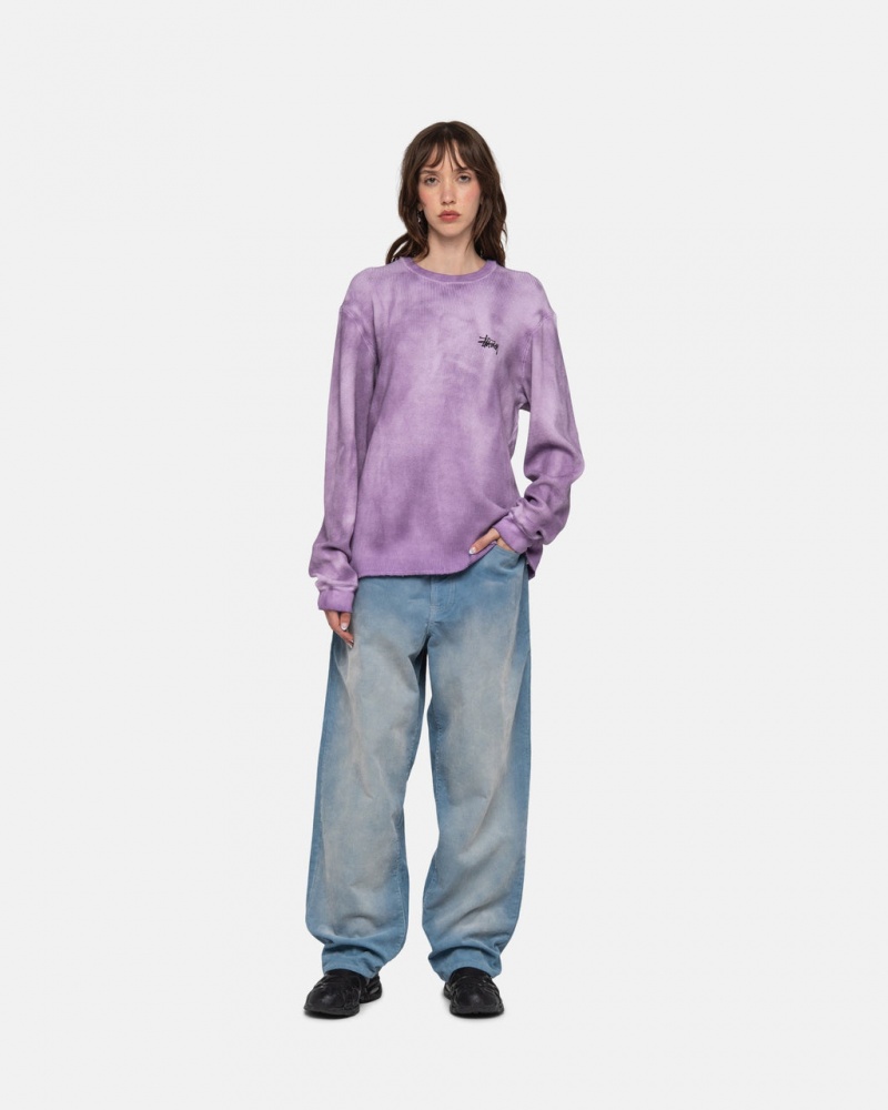 Stussy Basic Stock LS Thermal - Unisex Longsleeve T-Shirts Lavanda | ZPTNQ93651