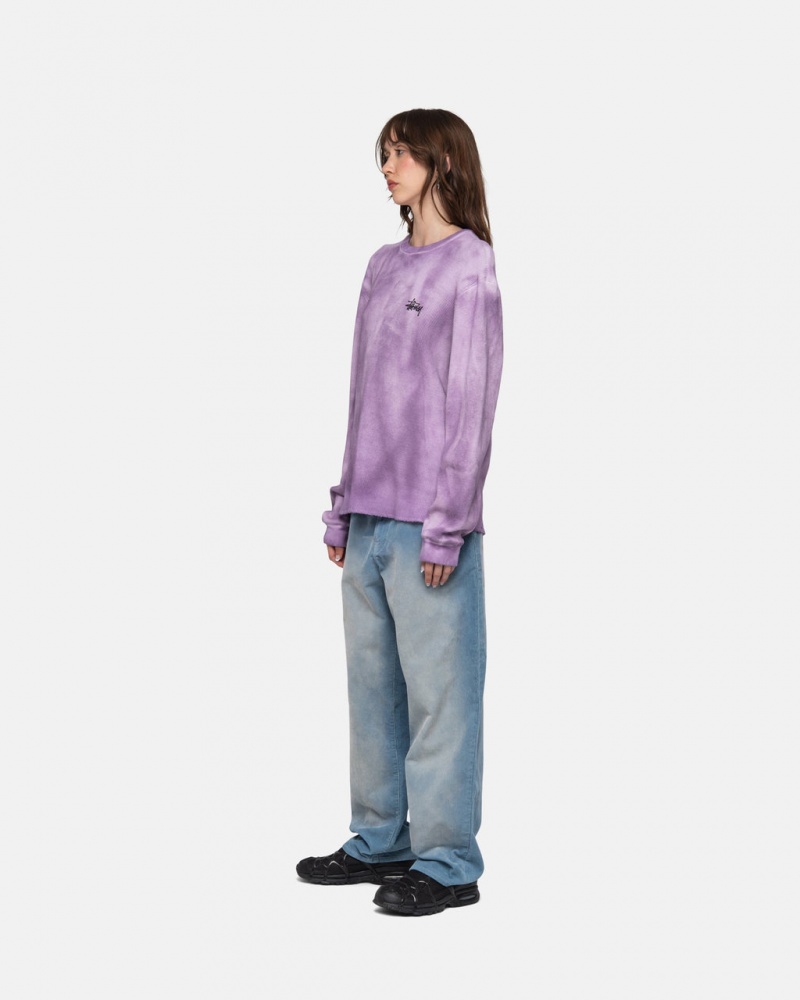 Stussy Basic Stock LS Thermal - Unisex Longsleeve T-Shirts Lavanda | ZPTNQ93651