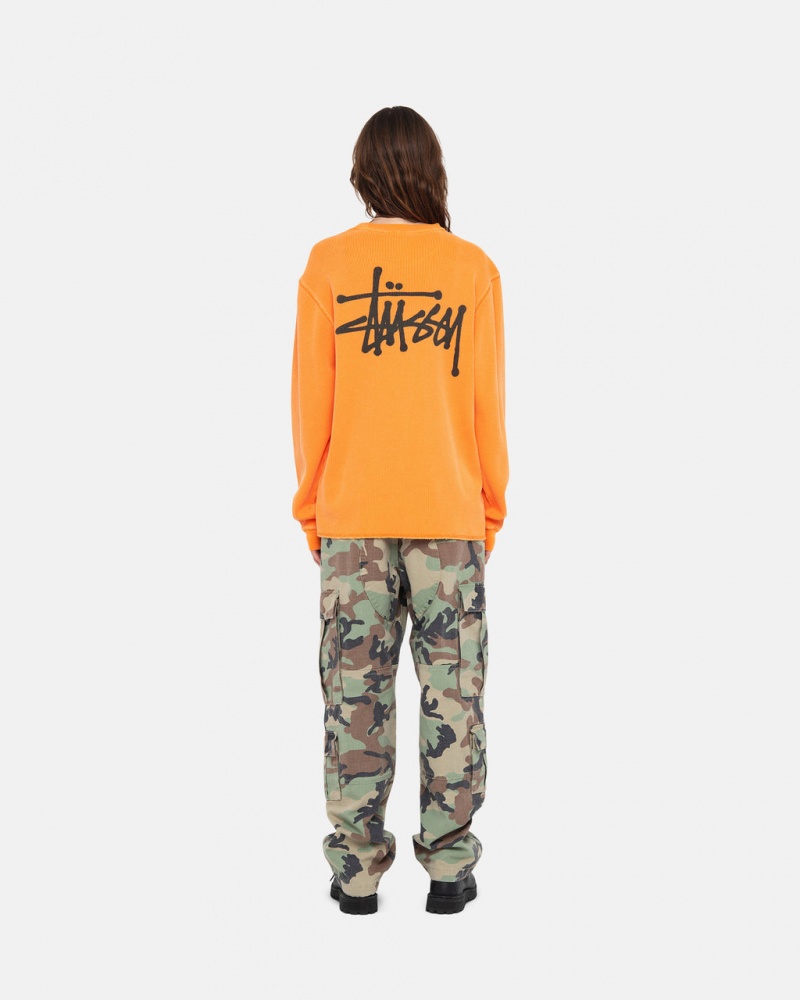 Stussy Basic Stock Ls Thermal - Mens Long Sleeve Knit Abricó | BPTSO48479