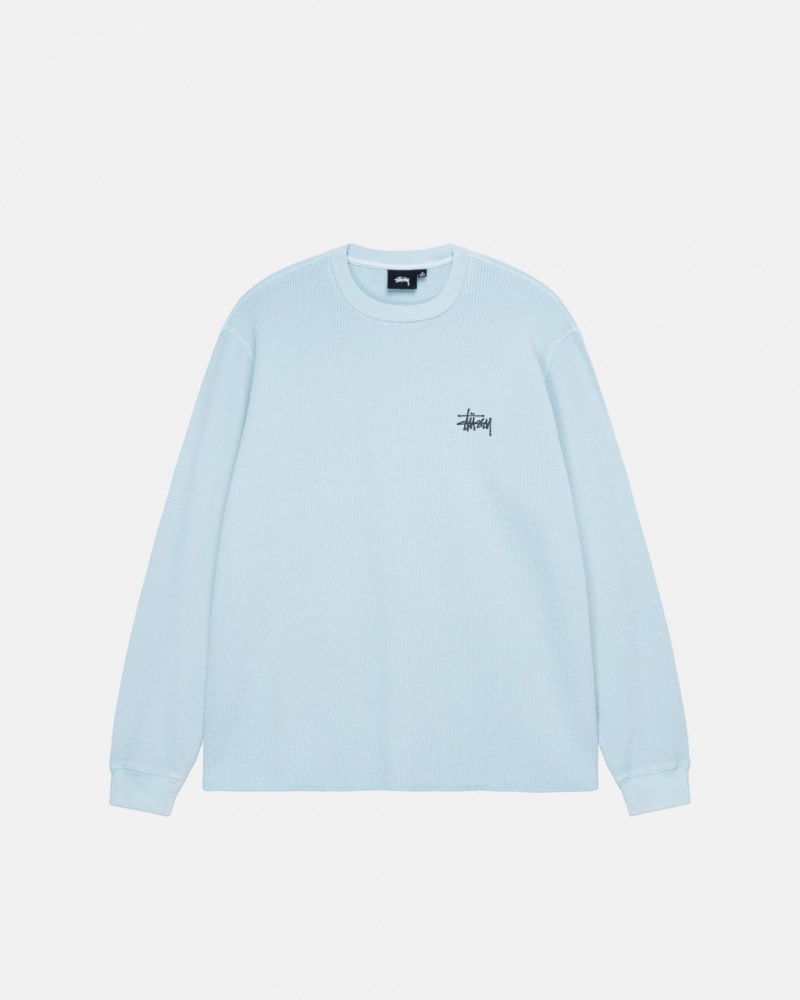 Stussy Basic Stock Ls Thermal - Mens Long Sleeve Knit Luz Azuis | XPTBH95885