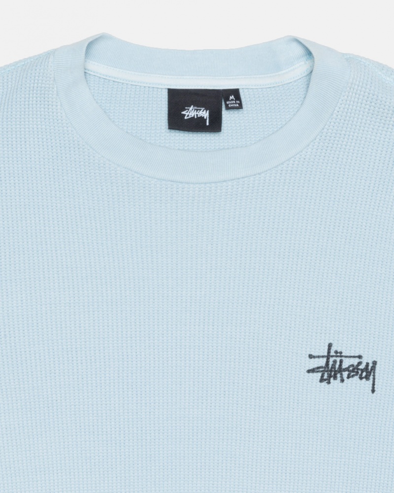 Stussy Basic Stock Ls Thermal - Mens Long Sleeve Knit Luz Azuis | XPTBH95885