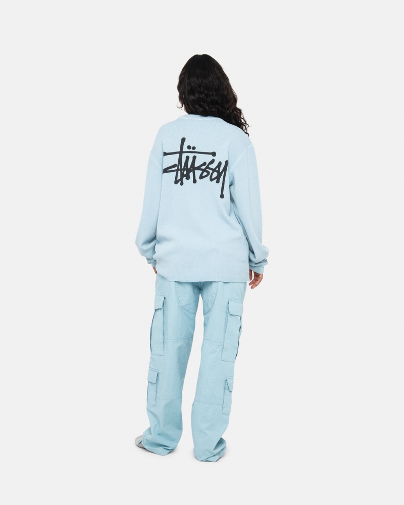 Stussy Basic Stock Ls Thermal - Mens Long Sleeve Knit Luz Azuis | XPTBH95885