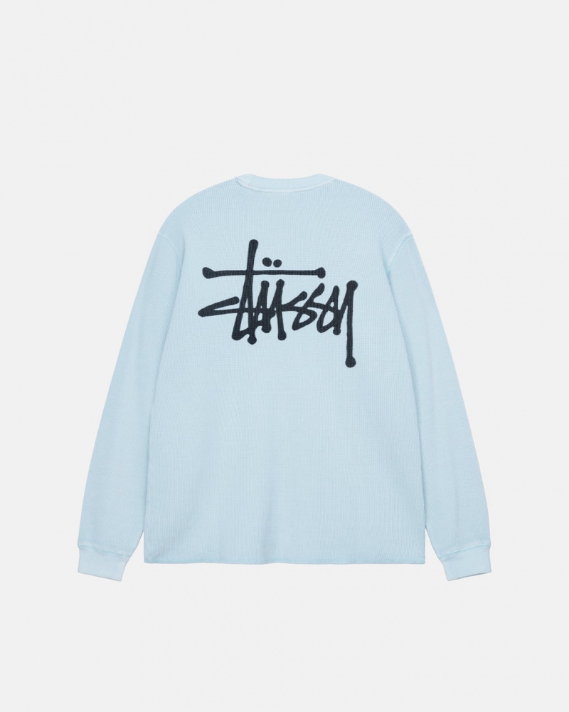 Stussy Basic Stock Ls Thermal - Mens Long Sleeve Knit Luz Azuis | XPTBH95885