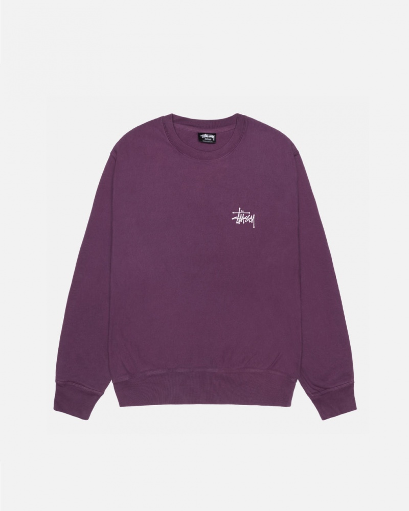 Stussy Basic Stussy Crew Pigment Dyed - Unisex Hoodies Roxo | PTNZX84308