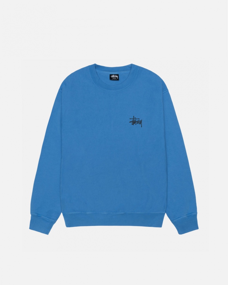 Stussy Basic Stussy Crew Pigment Dyed - Unisex Hoodies Azuis | FPTHY46188