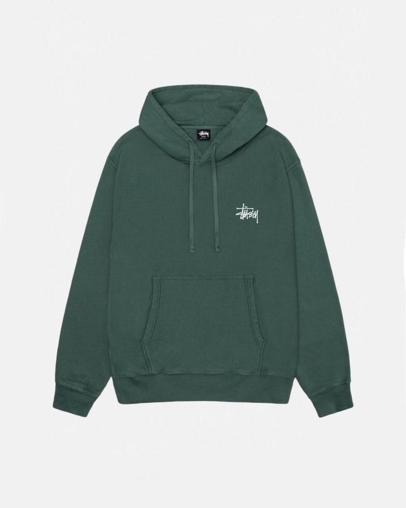 Stussy Basic Stussy Hoodie Pigment Dyed - Unisex Hoodies Verdes | XPTBH71447