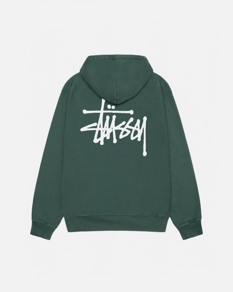 Stussy Basic Stussy Hoodie Pigment Dyed - Unisex Hoodies Verdes | XPTBH71447