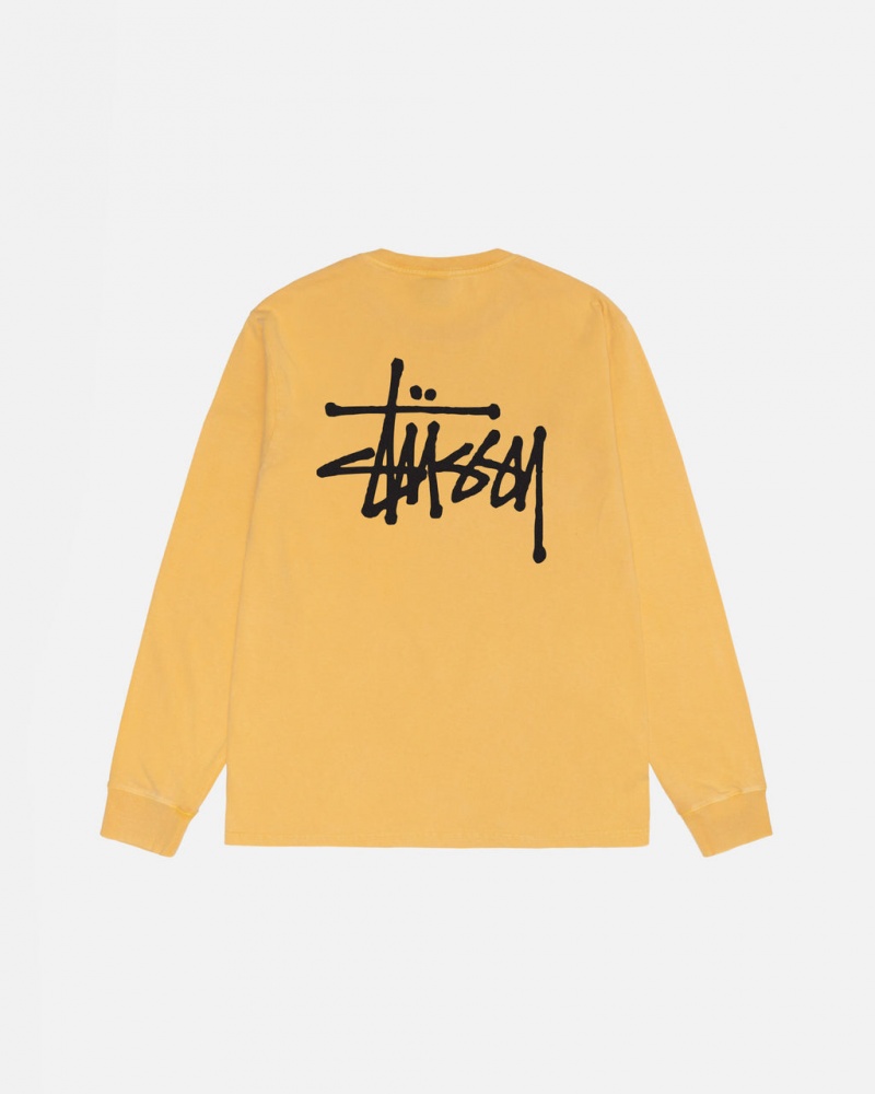 Stussy Basic Stussy LS Tee Pigment Dyed - Unisex Longsleeve Laranja | BPTSO28864