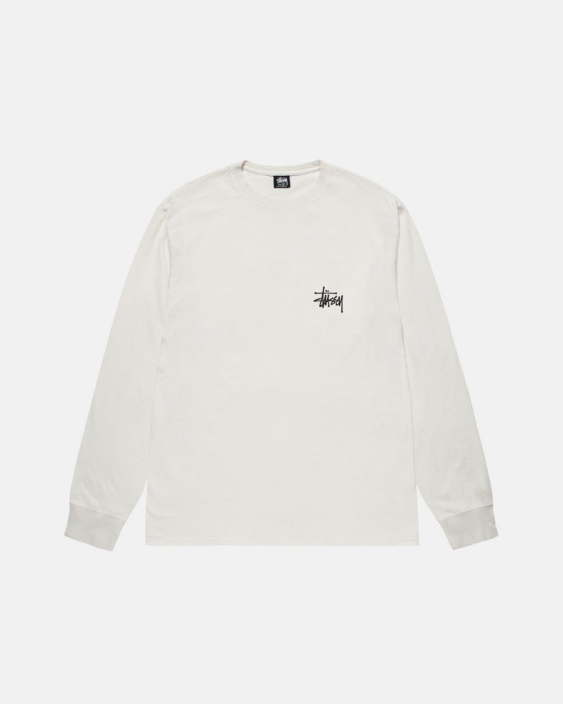 Stussy Basic Stussy LS Tee Pigment Dyed - Unisex Longsleeve Bege | PTJVR89646