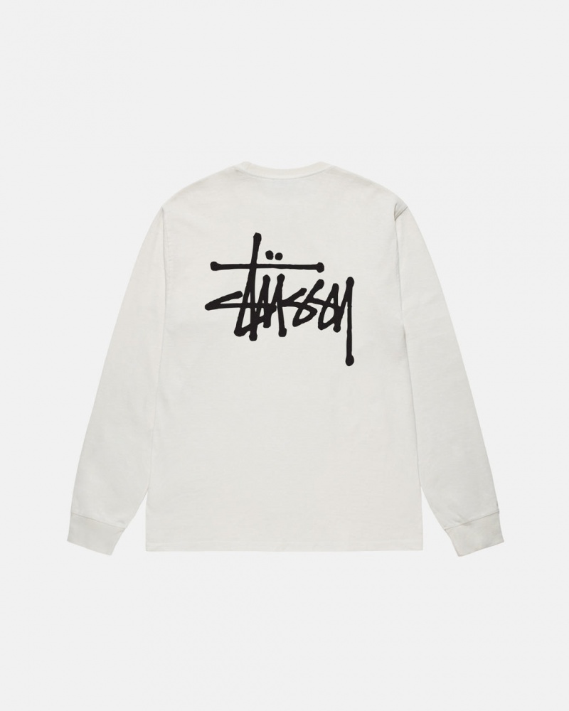 Stussy Basic Stussy LS Tee Pigment Dyed - Unisex Longsleeve Bege | PTJVR89646