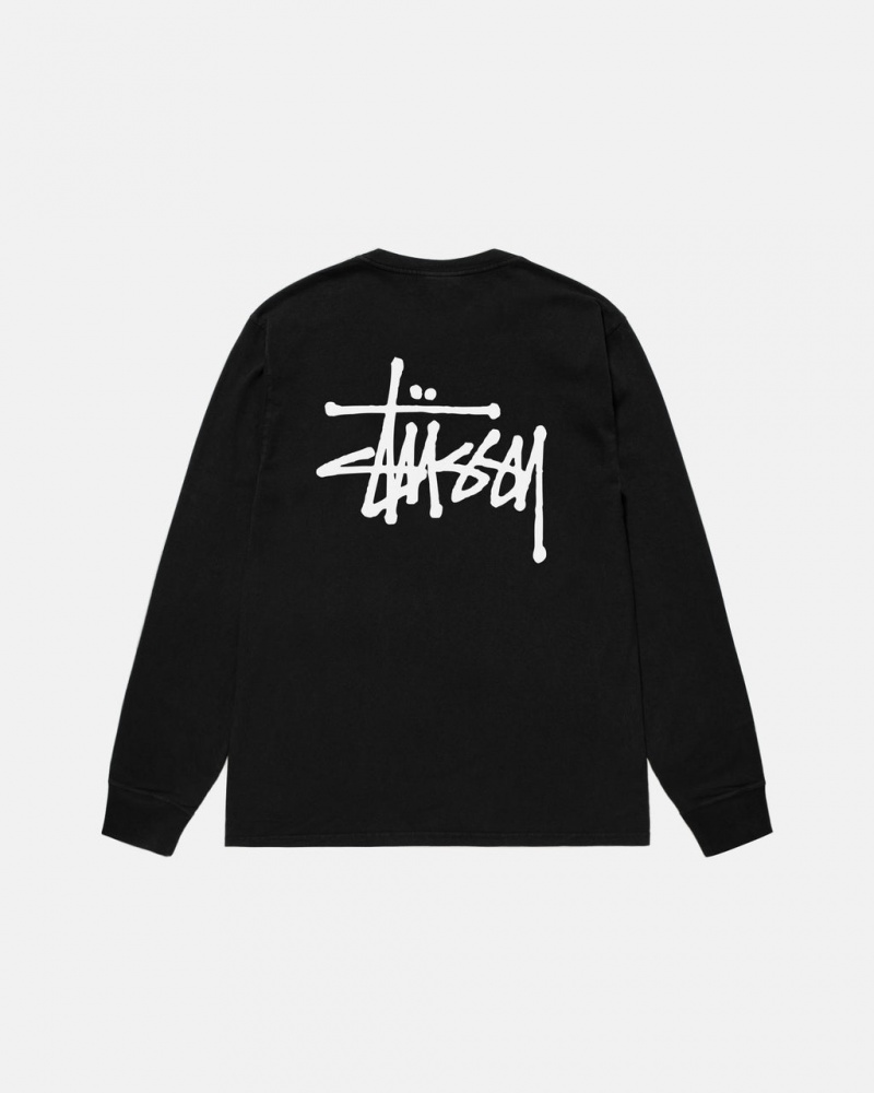 Stussy Basic Stussy LS Tee Pigment Dyed - Unisex Longsleeve Pretas | PTICD98382