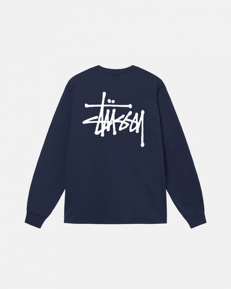 Stussy Basic Stussy LS Tee - Mens Tees Azul Marinho | PTICD23541