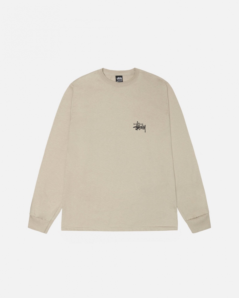 Stussy Basic Stussy Ls Tee - Mens Long Sleeve T-Shirt Caqui | PTEGJ93418